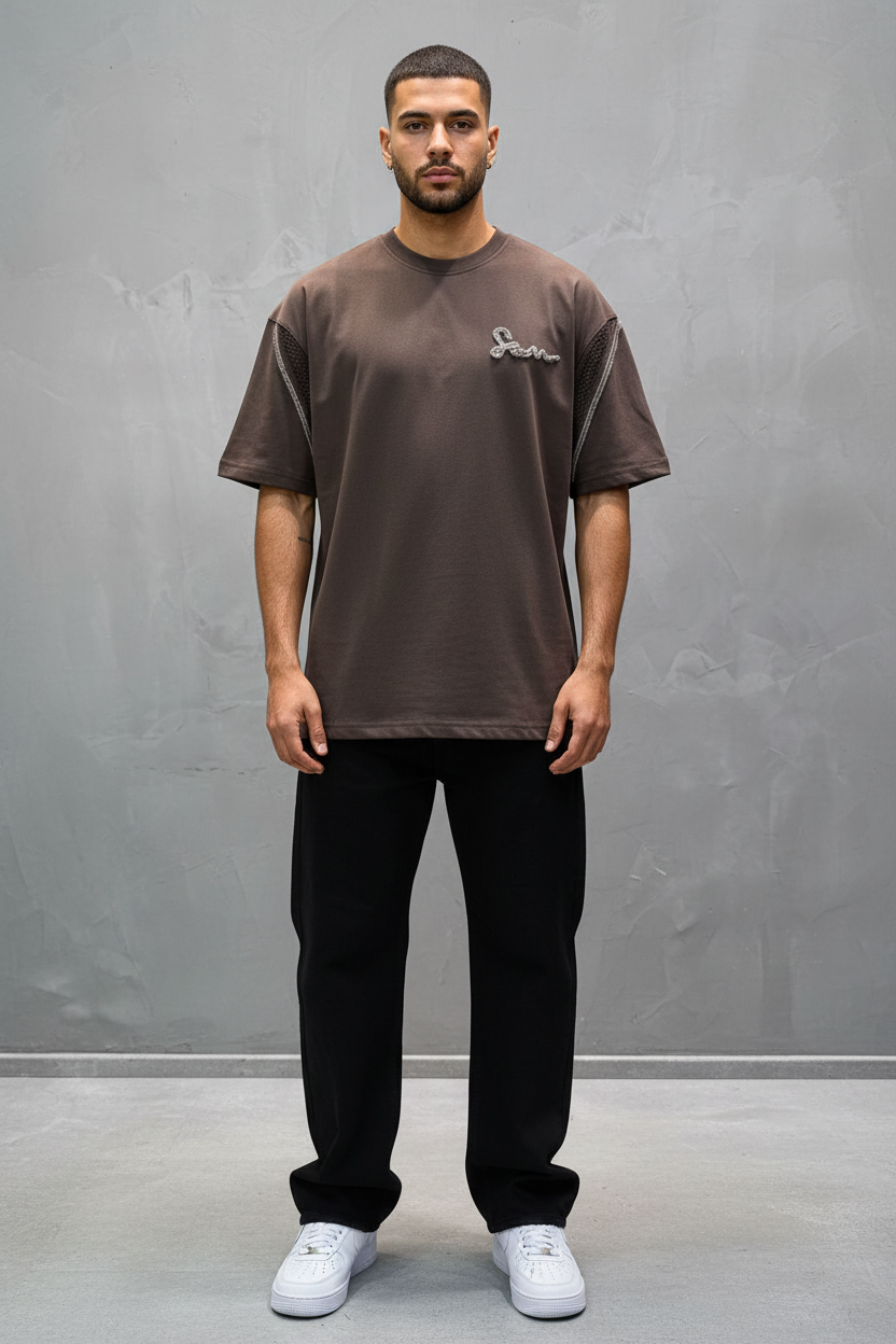 T-Shirt Oversize Brown "Sam" Diamond | SAW Urbanity 5085
