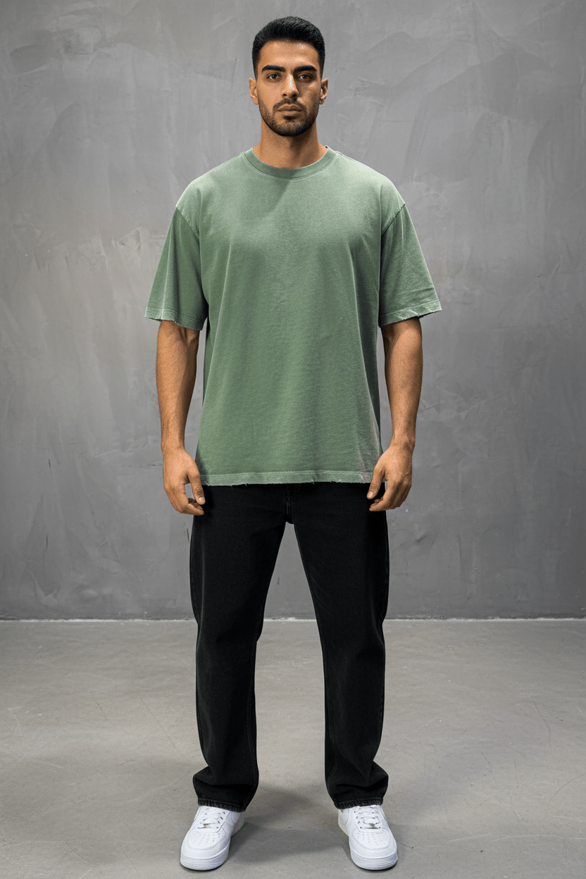 T-Shirt vert Oversize Washed Vintage 1976 - ZG PREMIUM