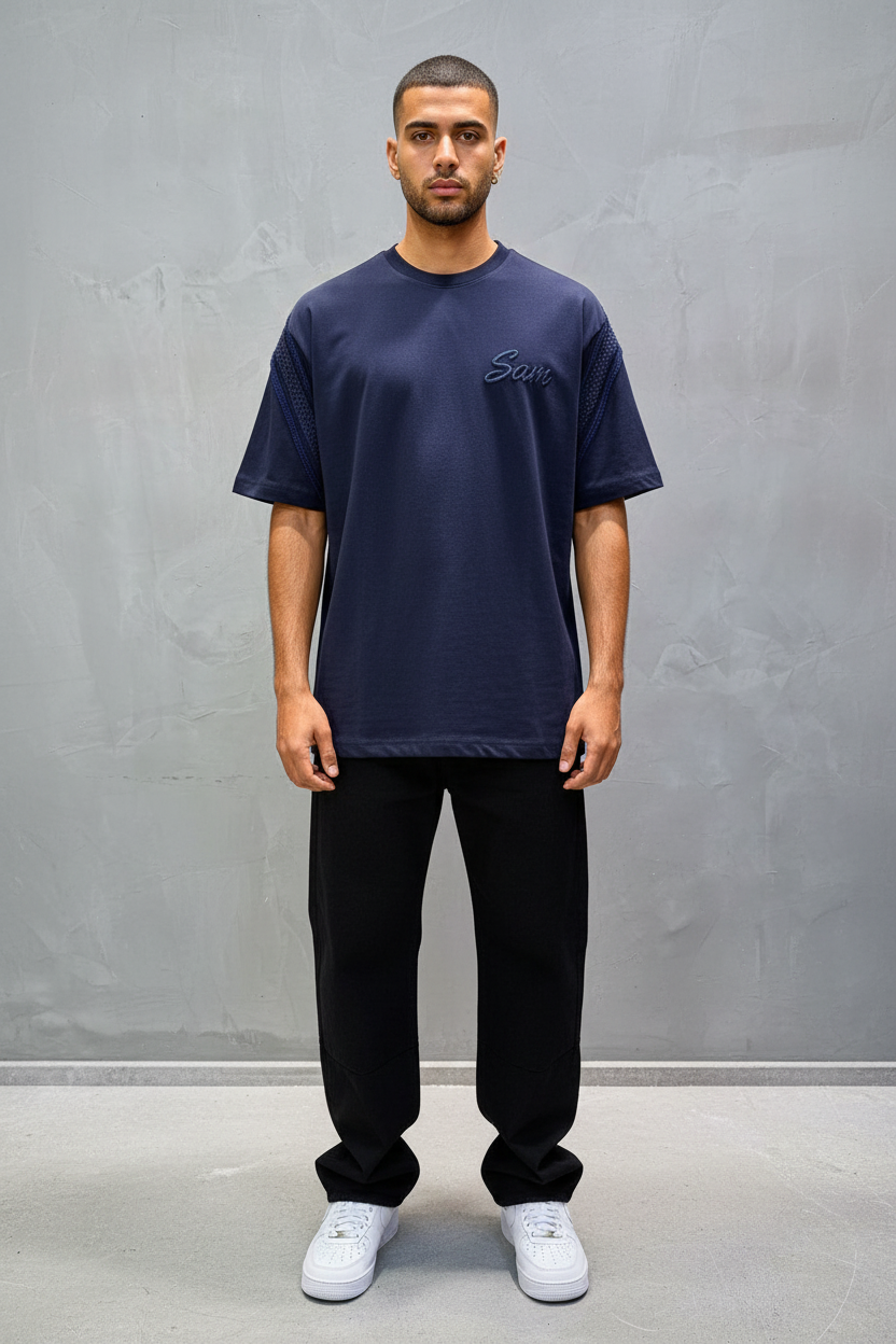 T-Shirt Oversize Navy Blue "Sam" Diamond | SAW Urbanity 5085