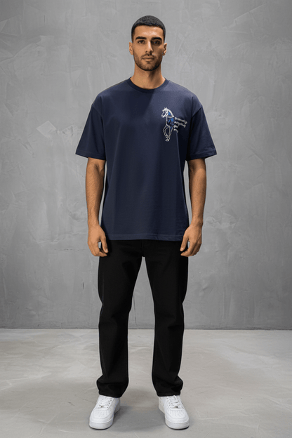 T-Shirt Navy Blue Oversize Broderie Cheval 5054