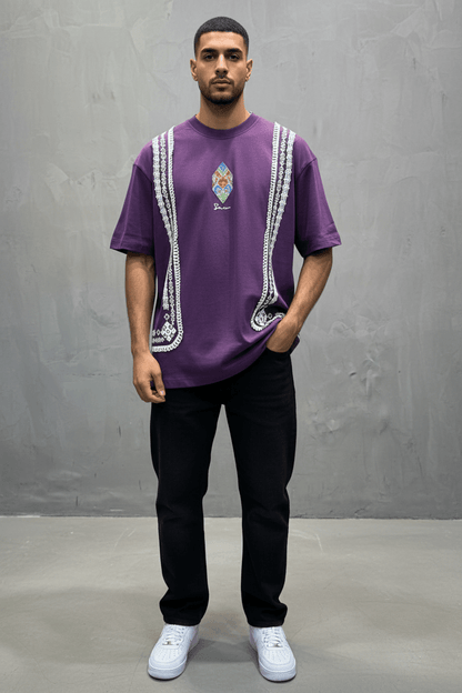 T-Shirt blue Oversize Broderie Marocaine 5080 - ZG PREMIUM