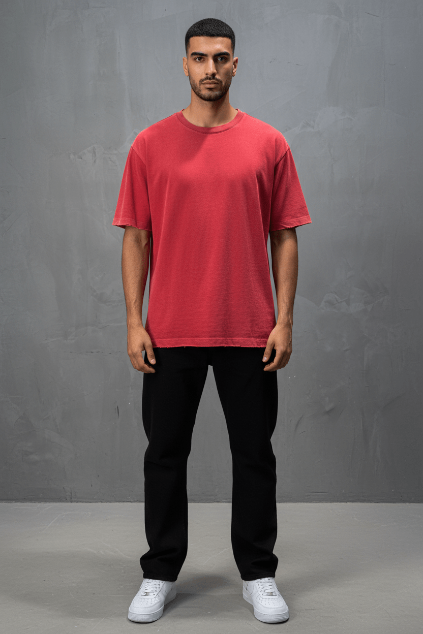 T-Shirt red Oversize Washed Vintage 1976 - ZG PREMIUM