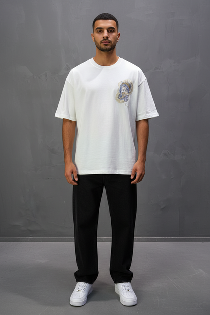 T-Shirt Oversize Blanc Brodé – Art Oriental 5108