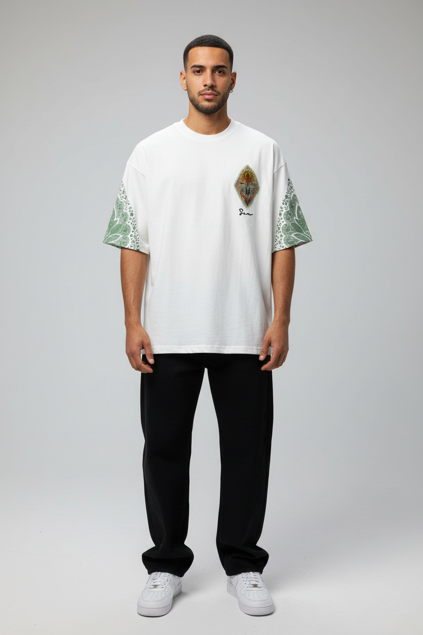 T-Shirt Oversize Blanc – Paon & Paisley 5071