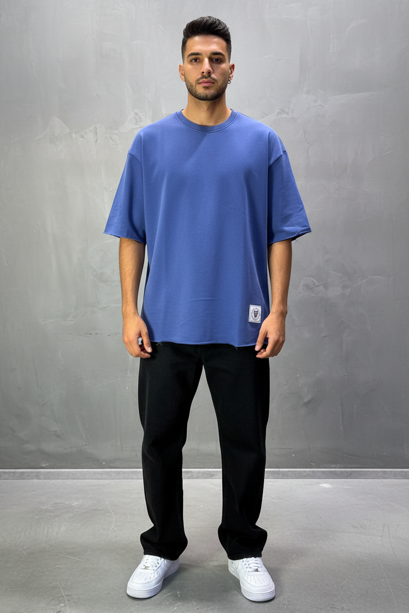 T-Shirt Oversize Steel Blue – Tissu Épais  42