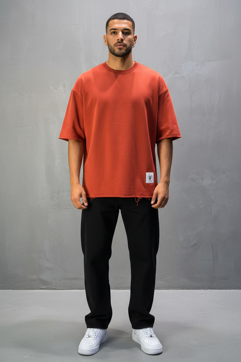 T-Shirt Oversize Rust Orange  – Tissu Épais  42