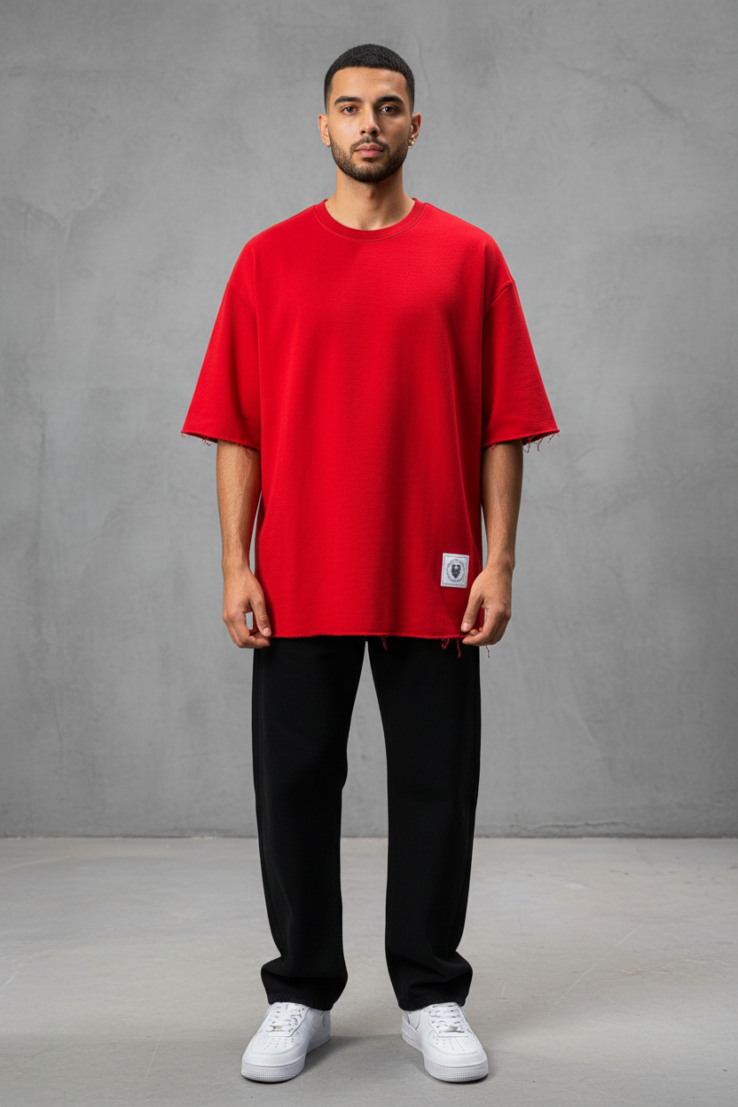 T-Shirt Oversize Red  – Tissu Épais  42