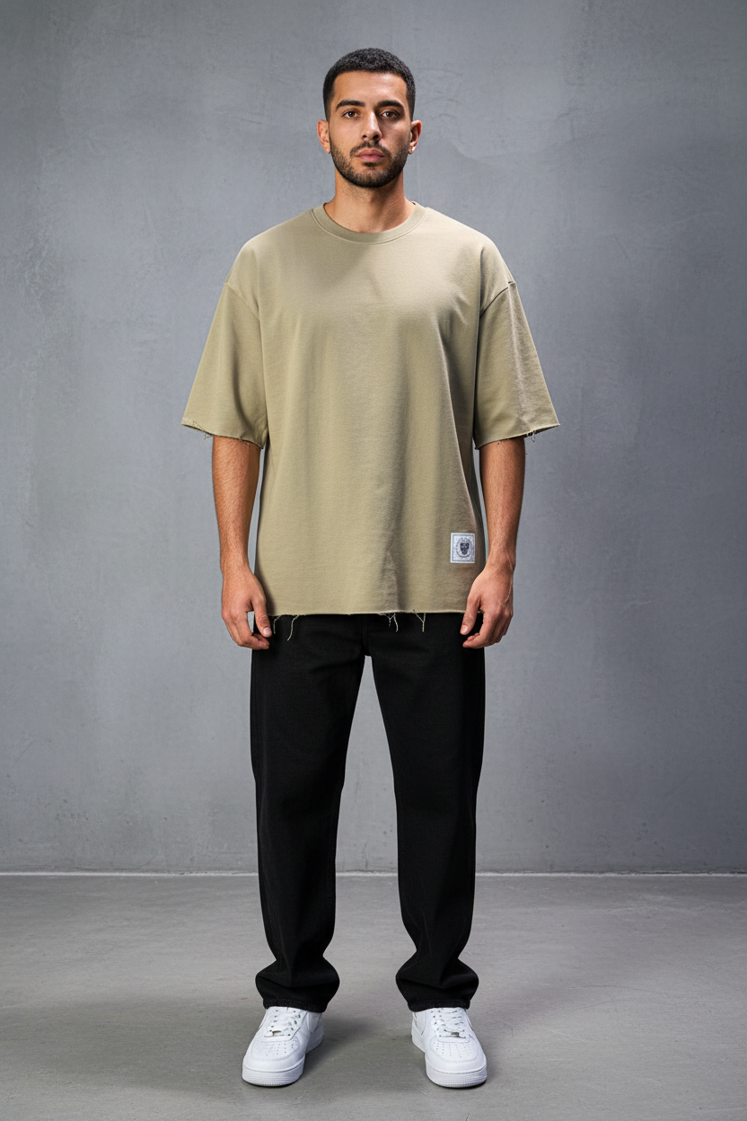 T-Shirt Oversize  Olive Beige  – Tissu Épais  42