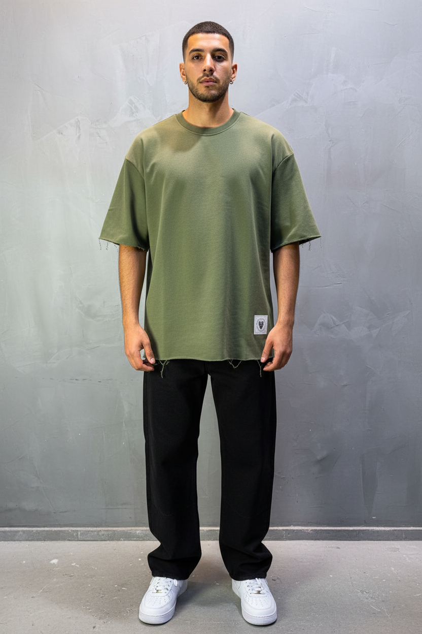 T-Shirt Oversize Army Green  – Tissu Épais  42