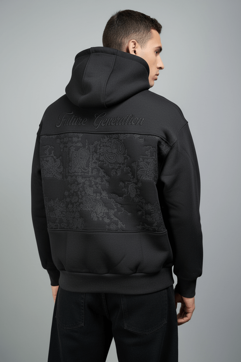 Hoodie régular size noire "Future Generation" - ZG PREMIUM