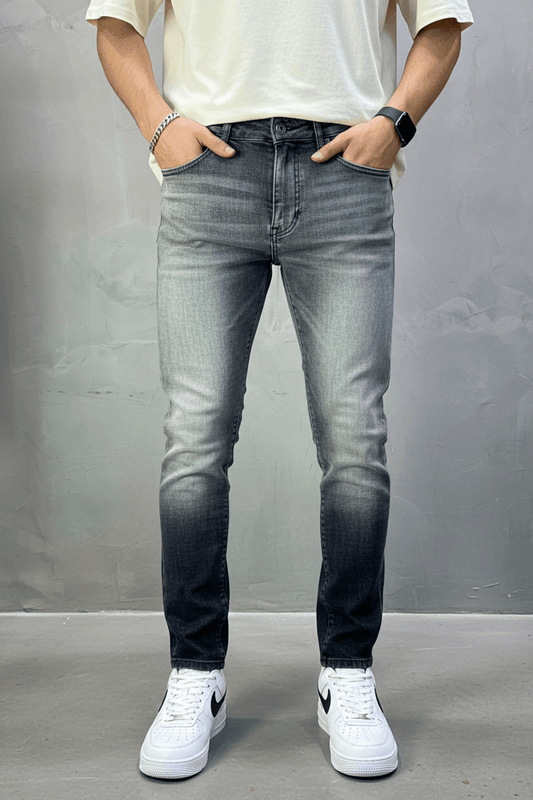 Jean Slim Gris Dégradé — Effet Ombré & Délavé Premium 004