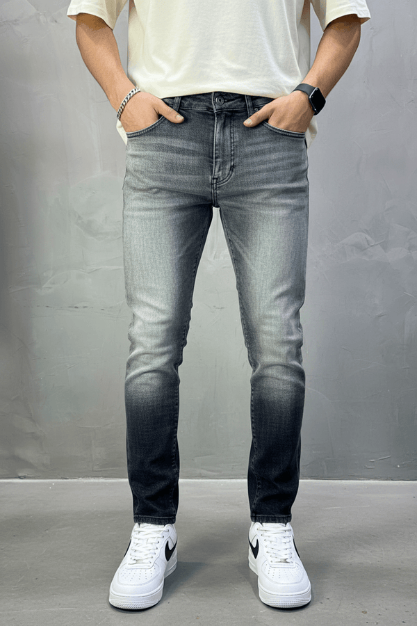 Jean Slim Gris Dégradé — Effet Ombré & Délavé Premium 004