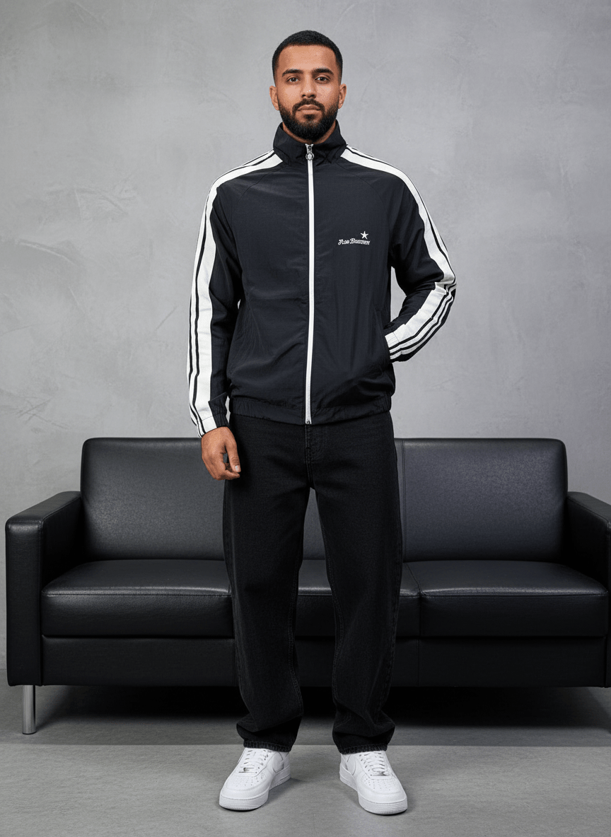 JACKET PARACHUTE BLACK OLD SCHOL 7404 - ZG PREMIUM