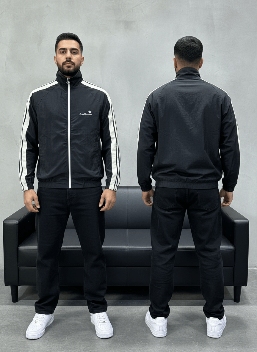 JACKET PARACHUTE BLACK OLD SCHOL 7404 - ZG PREMIUM