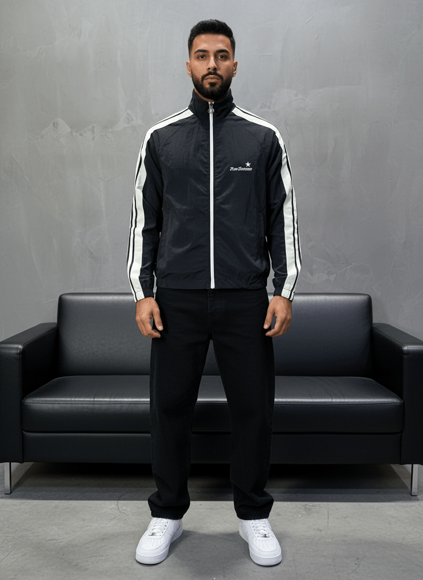 JACKET PARACHUTE BLACK OLD SCHOL 7404 - ZG PREMIUM