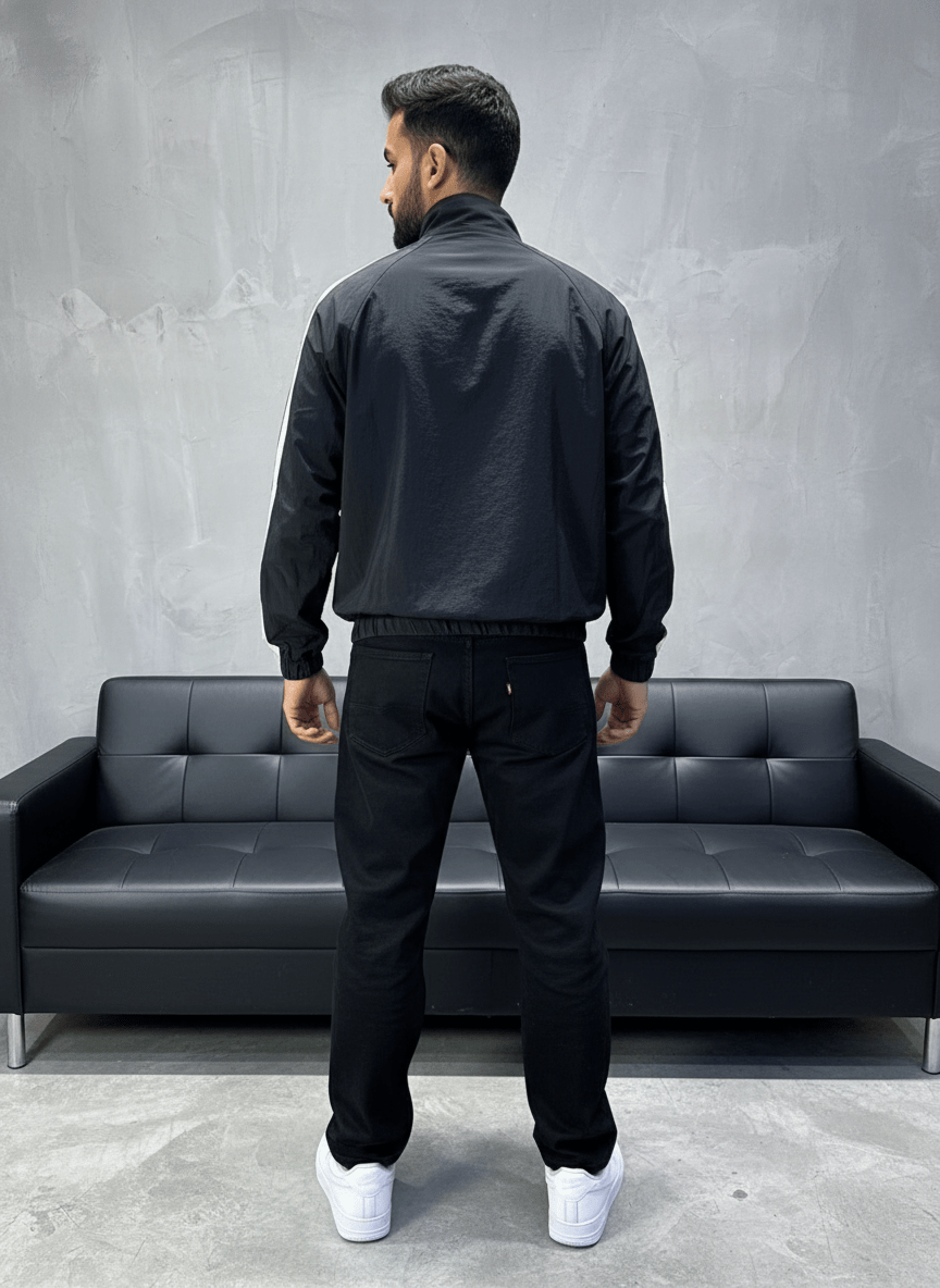 JACKET PARACHUTE BLACK OLD SCHOL 7404 - ZG PREMIUM