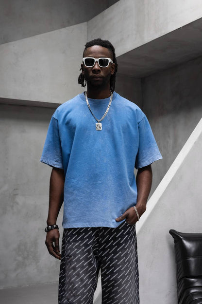 T-Shirt blue Oversize Washed Vintage 1976 - ZG PREMIUM