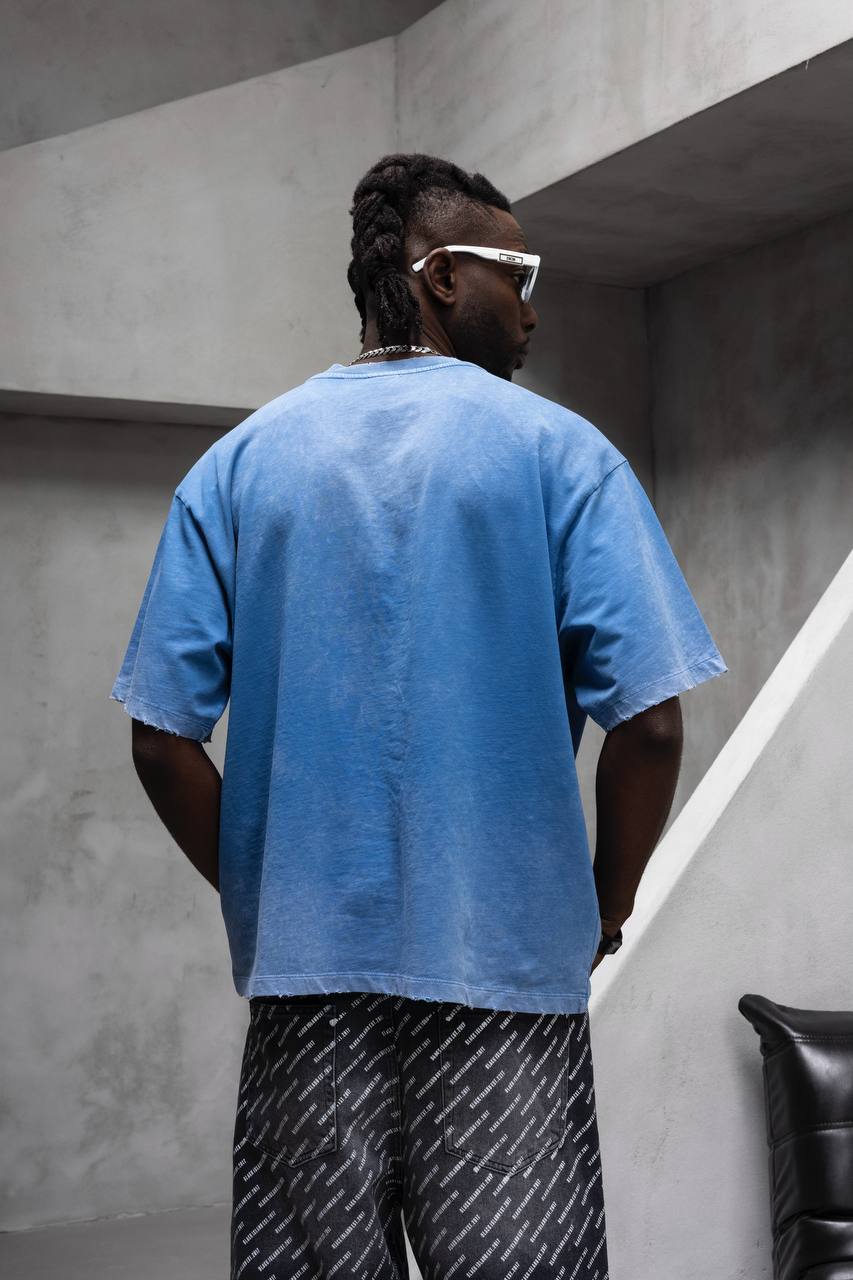 T-Shirt blue Oversize Washed Vintage 1976 - ZG PREMIUM
