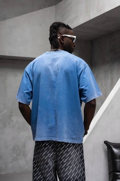 T-Shirt blue Oversize Washed Vintage 1976 - ZG PREMIUM