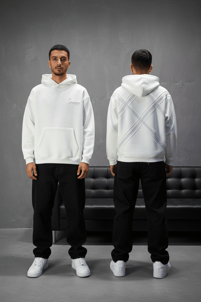 Hoodie Blanc Broderie X Argentée Sann 5002 - ZG PREMIUM
