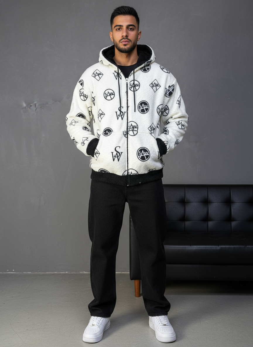 JACKET DOUBLE FAC OVER BLACK/WHITE 4950