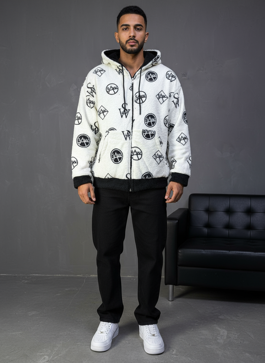 JACKET DOUBLE FAC OVER BLACK/WHITE 4950