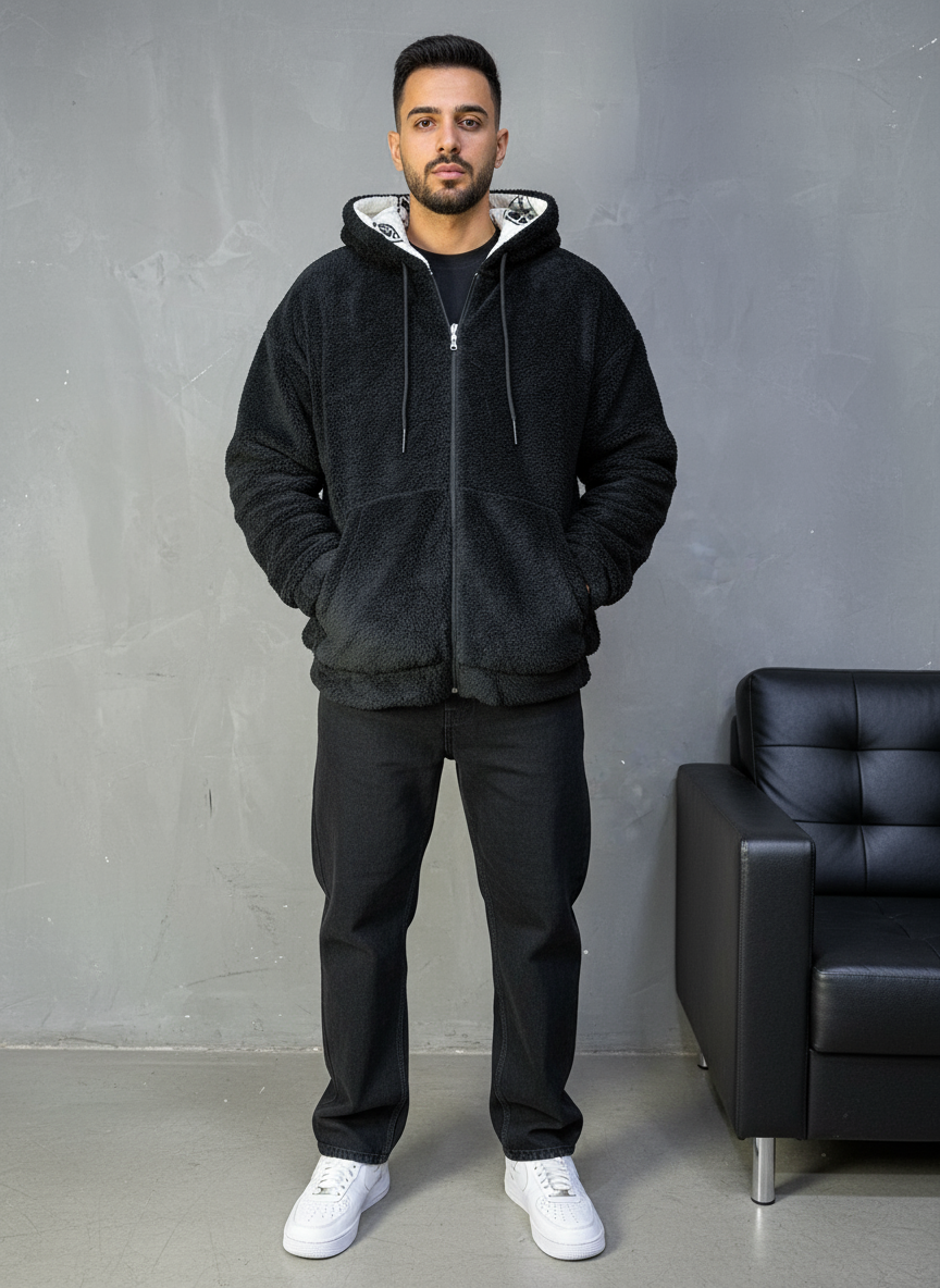 JACKET DOUBLE FAC OVER BLACK/WHITE 4950