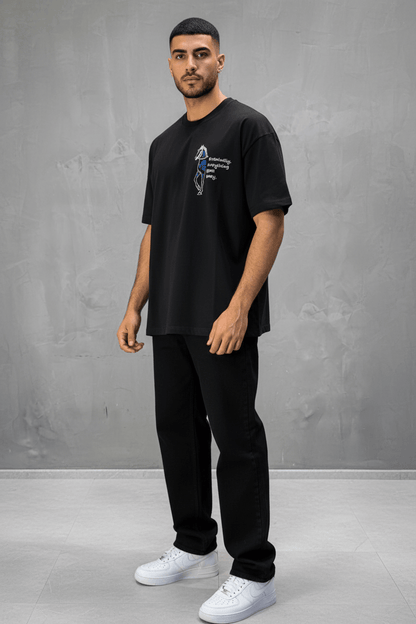 T-Shirt Noir Oversize Broderie Cheval 5054