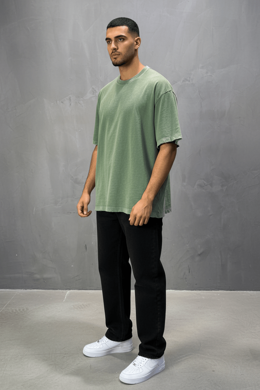 T-Shirt vert Oversize Washed Vintage 1976 - ZG PREMIUM