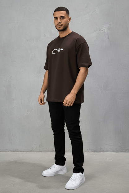 T-Shirt Oversize Bown Broderie Calligraphie "حق" Arabe 5052