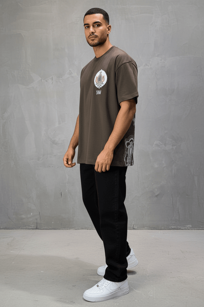 T-Shirt brown Oversize Broderie Paisley Baroque SAW 5112