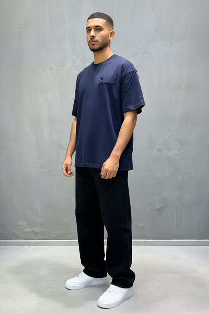 T-Shirt Oversize Navy Blue "Sam" Diamond | SAW Urbanity 5085