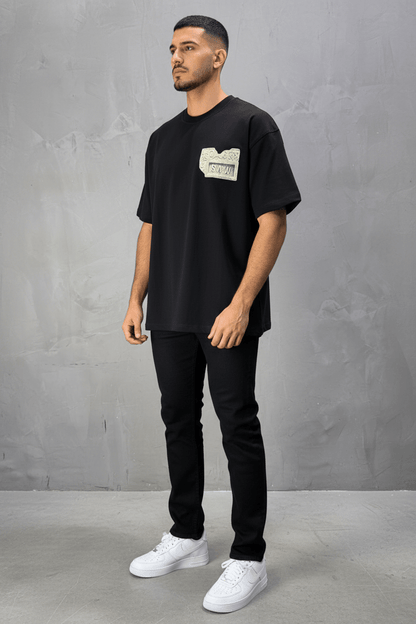 T-Shirt Oversize SAW Baroque 3D Oriental Paisley Noir Premium 5107 - ZG PREMIUM