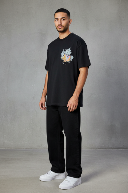 T-Shirt Oversize Noir Feuille d'Érable 5118