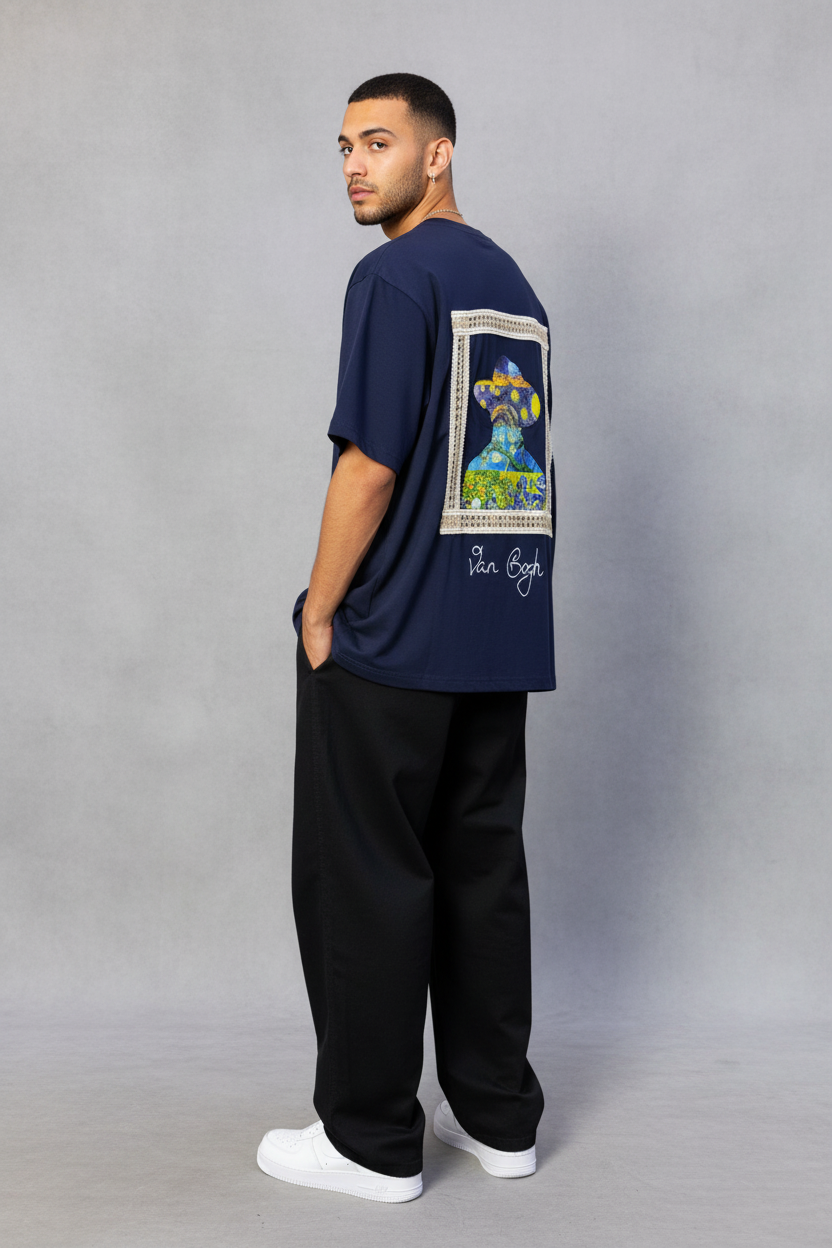 T-Shirt Oversize Navy Van Gogh 5060