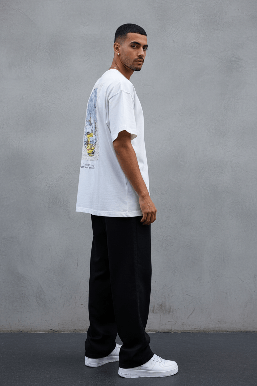 T-Shirt Oversize Blanc — Illustration Peintre & Citation Poétique 5097