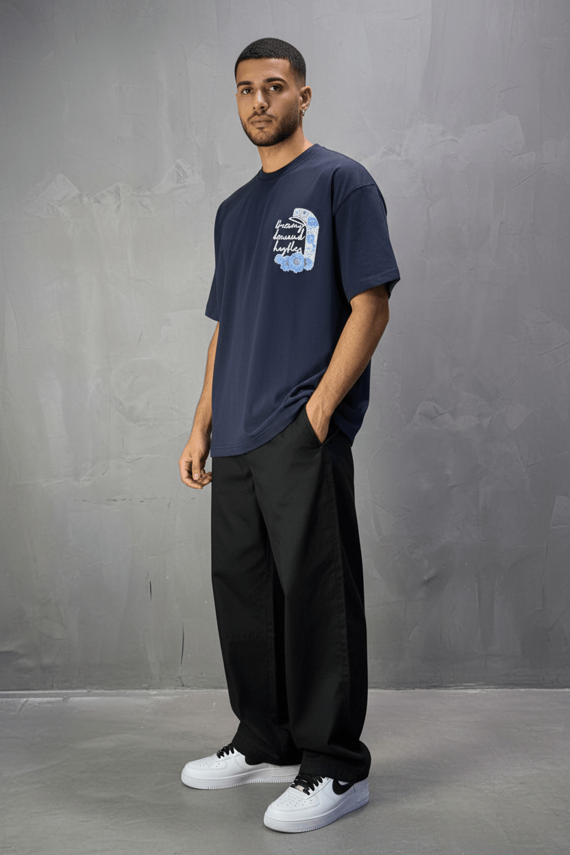 T-shirt Oversize Navy – Dreamy Demand Hustler 5103 - ZG PREMIUM