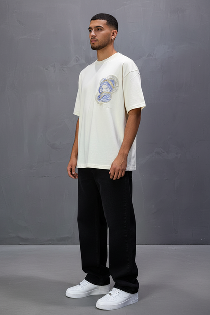 T-Shirt Oversize Beige Brodé – Art Oriental 5108