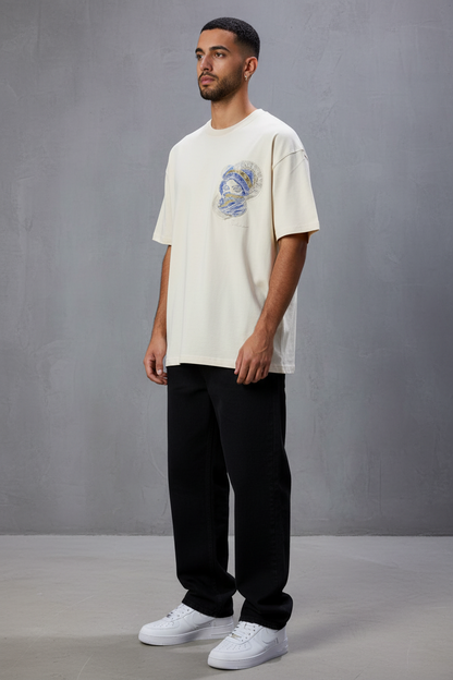 T-Shirt Oversize Beige Brodé – Art Oriental 5108