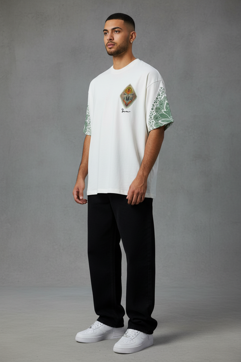 T-Shirt Oversize Blanc – Paon & Paisley 5071