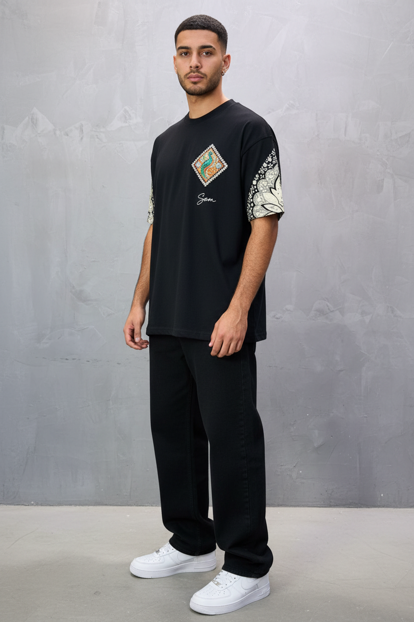 T-Shirt Oversize Noir – Paon & Paisley 5071