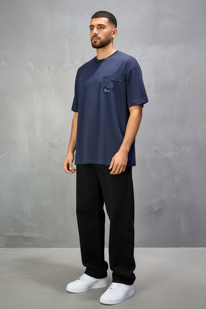 T-Shirt Oversize Navy Blue – Cheval Brodé 5124