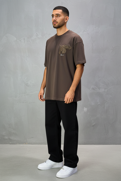 T-Shirt Oversize Brown – Cheval Brodé 5124