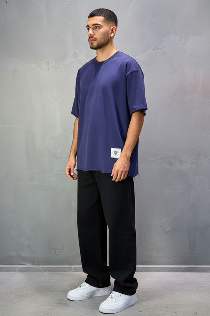 T-Shirt Oversize Navy Blue – Tissu Épais  T42