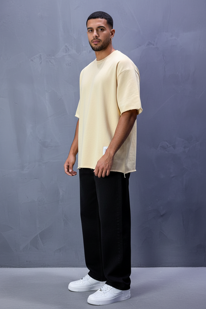 T-Shirt Oversize Butter Yellow – Tissu Épais  T42