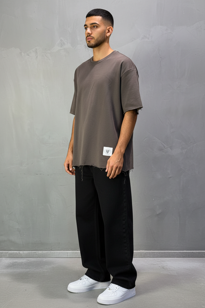 T-Shirt Oversize Dark brown  – Tissu Épais  42
