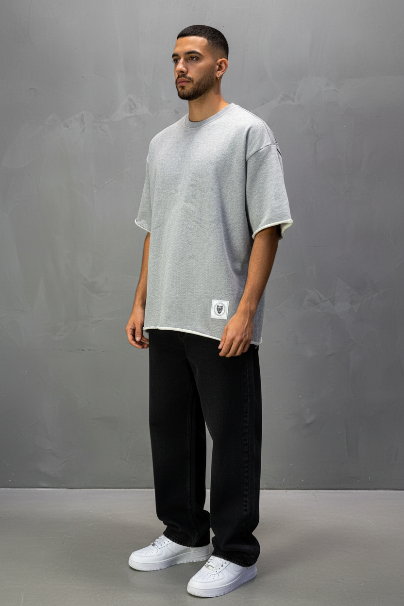T-Shirt Oversize Light Gray – Tissu Épais  42
