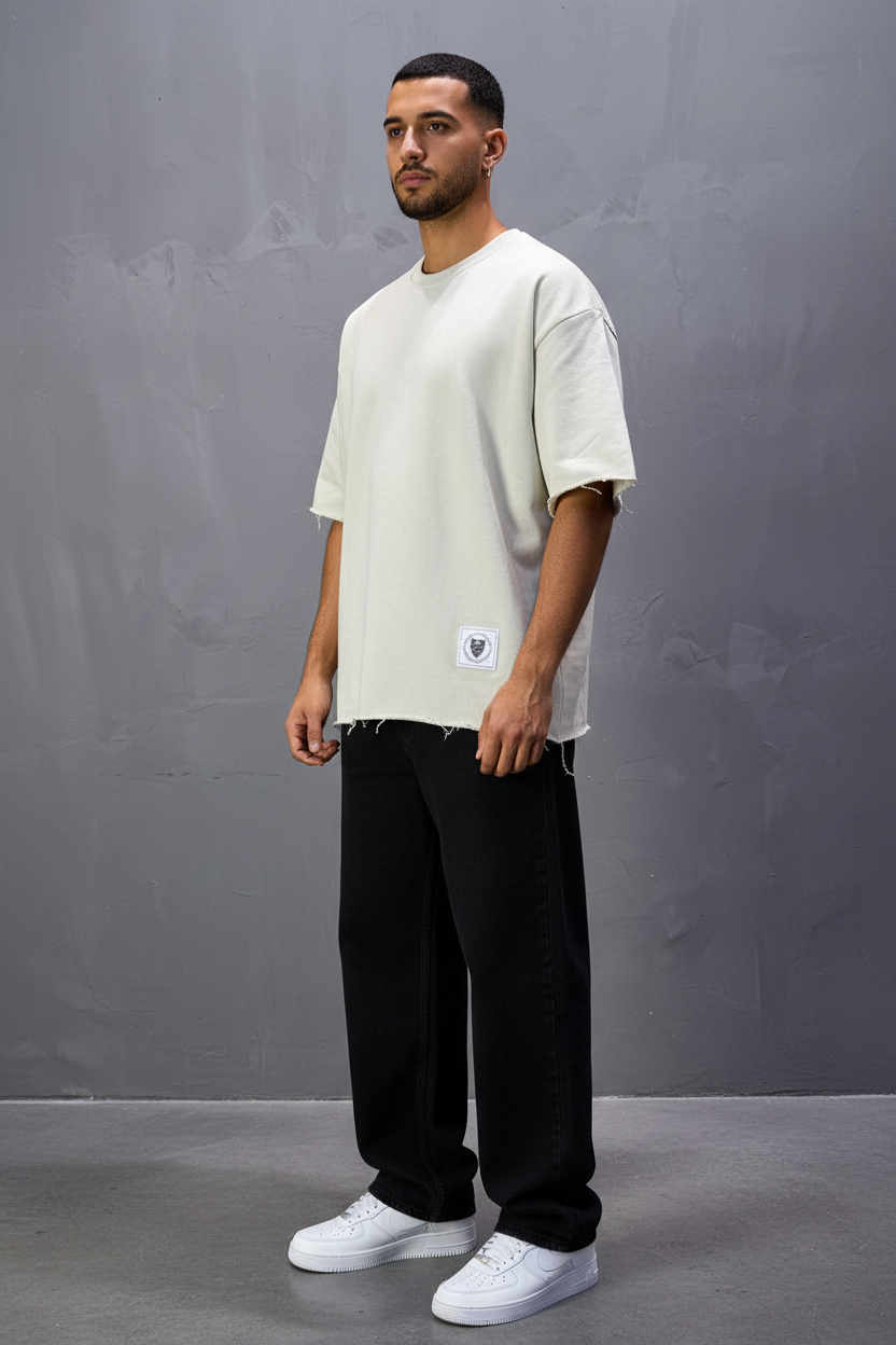 T-Shirt Oversize Off-White / Cream – Tissu Épais  42