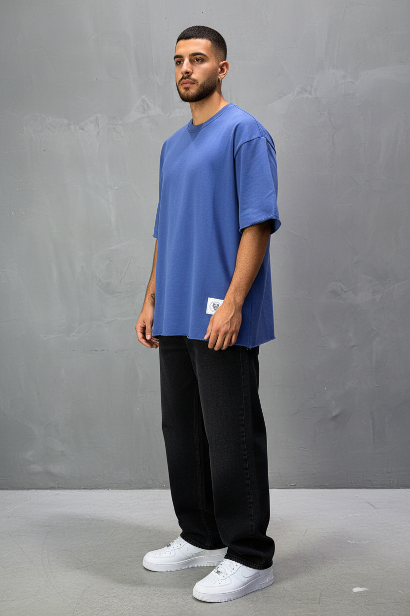 T-Shirt Oversize Steel Blue – Tissu Épais  42