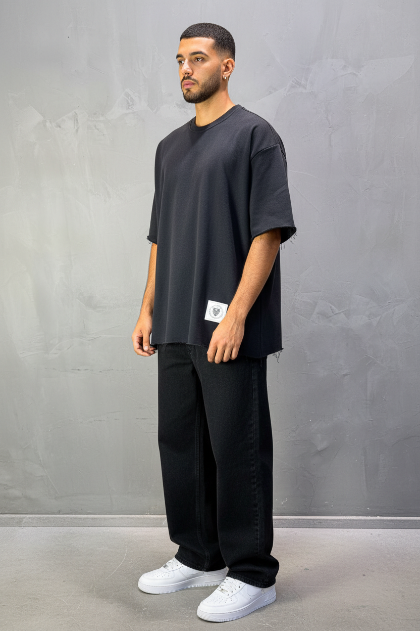 T-Shirt Oversize Black – Tissu Épais  42